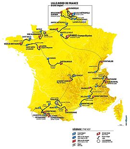 Carte : Parcours du Tour de France 2025 - Agrandir l'image (fenêtre modale)